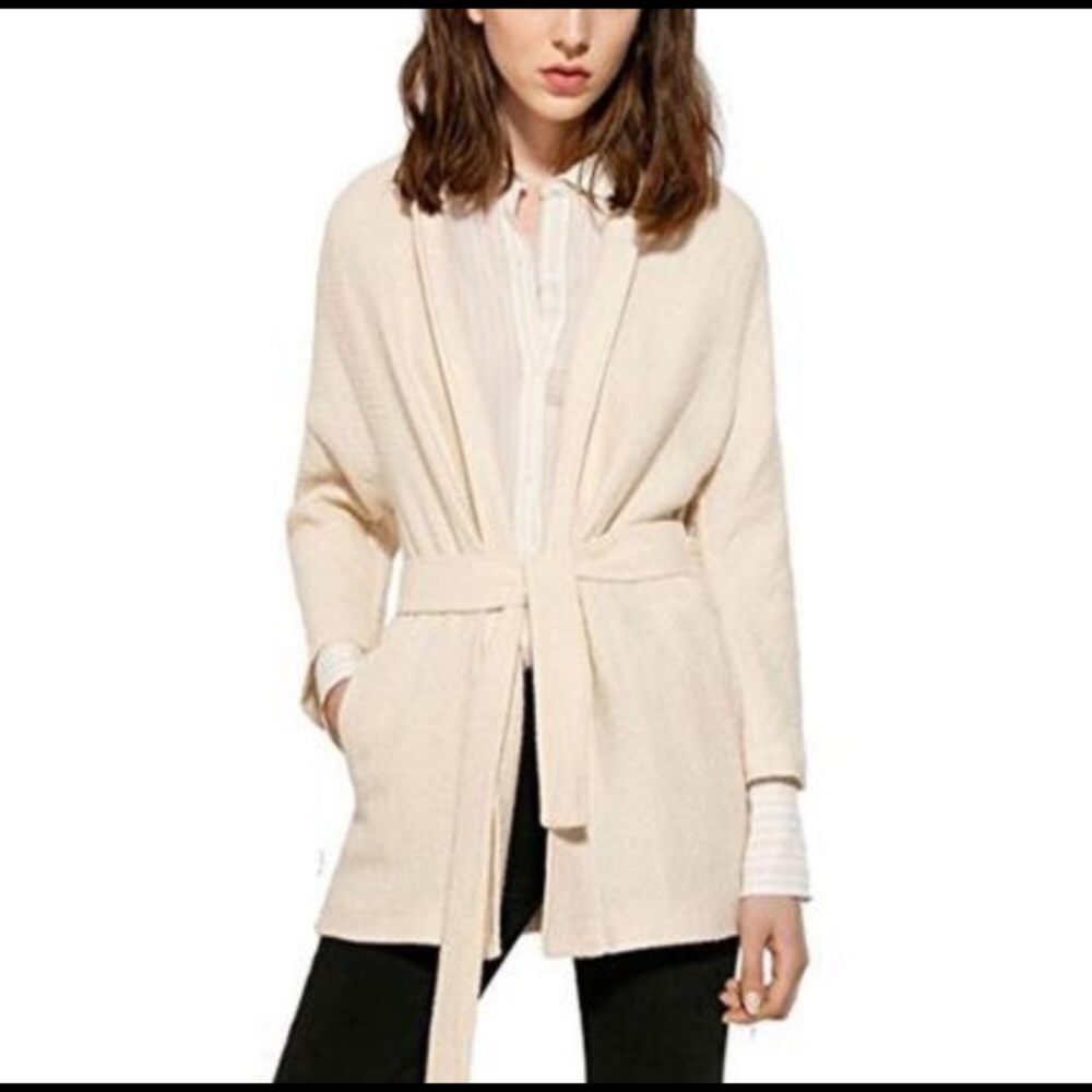 Massimo Dutti Cream 100% linen cardiga…